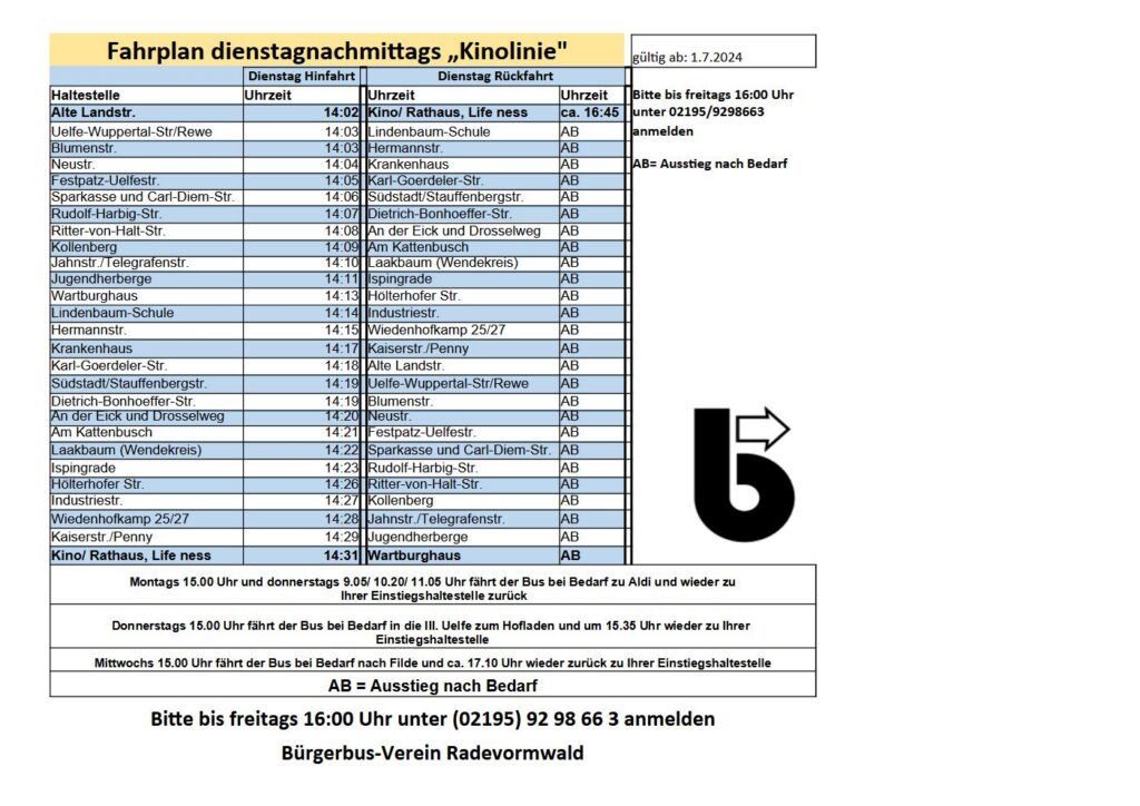Fahrplan Kino