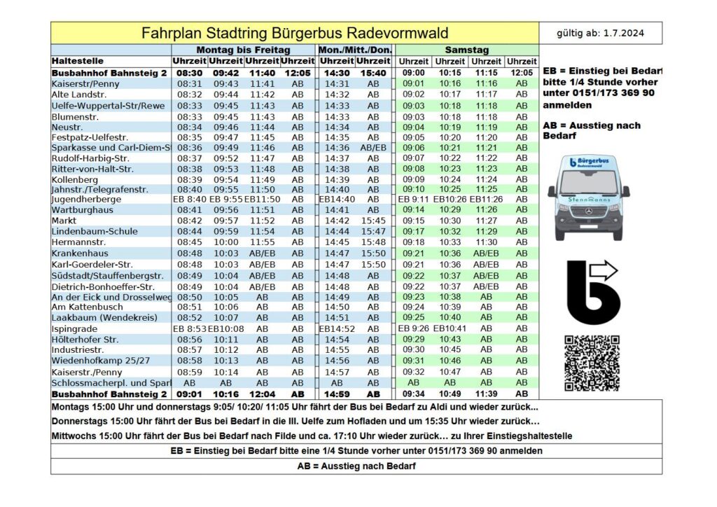 Fahrplan Stadtring